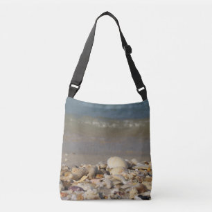 snäckor, strand, vatten, sand, hav, sjö, foto, axelväska