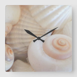 snäckor, Tropical Clock, sommarklocka exotisk Fyrkantig Klocka