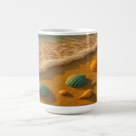Snäckor vid kusten kaffemugg