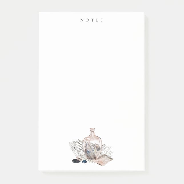 Snäckor vid marinblått havsområde i Flaska Post-it Block (Framsida)