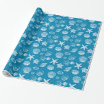 Snäckorna Aqua White vid havsviken Nautical Beach Presentpapper<br><div class="desc">Snäckorna Aqua White vid havsviken Nautical Beach</div>