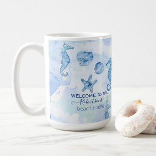 Snäckorna Beach Seahorse Starfish Välkomstfamilj Kaffemugg