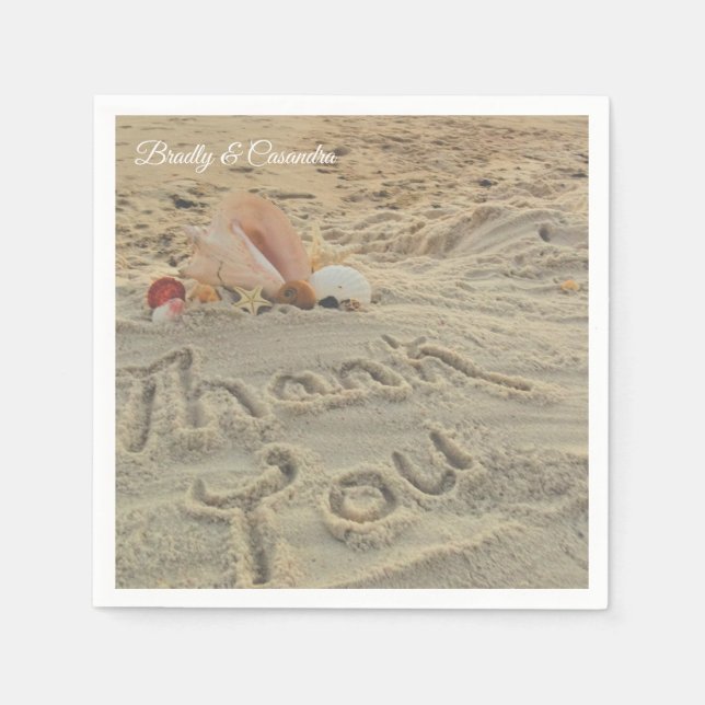 Snäckorna personlig Modern Beach Wedand Tack Pappersservett (Framsidan)