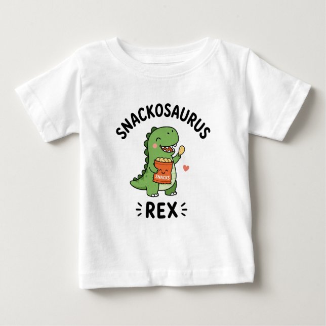 Snackosaurus Rex Söt Dinosaurie Snabbmat Design T Shirt (Framsida)