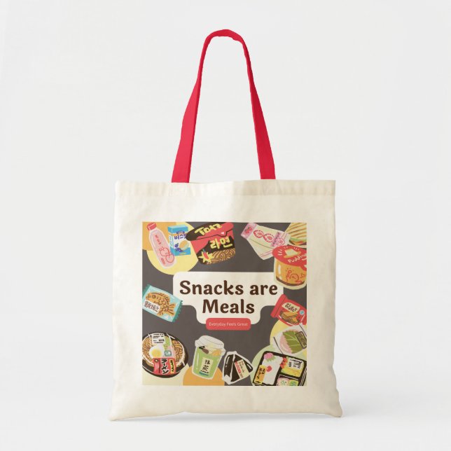Snacks är Måltider Tote Bag - Lustigt vardagligt k Tygkasse (Framsidan)