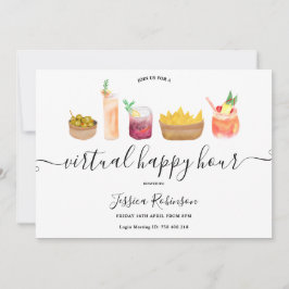 Snacks cocktails akvarell virtuella lyckliga timma inbjudningar
