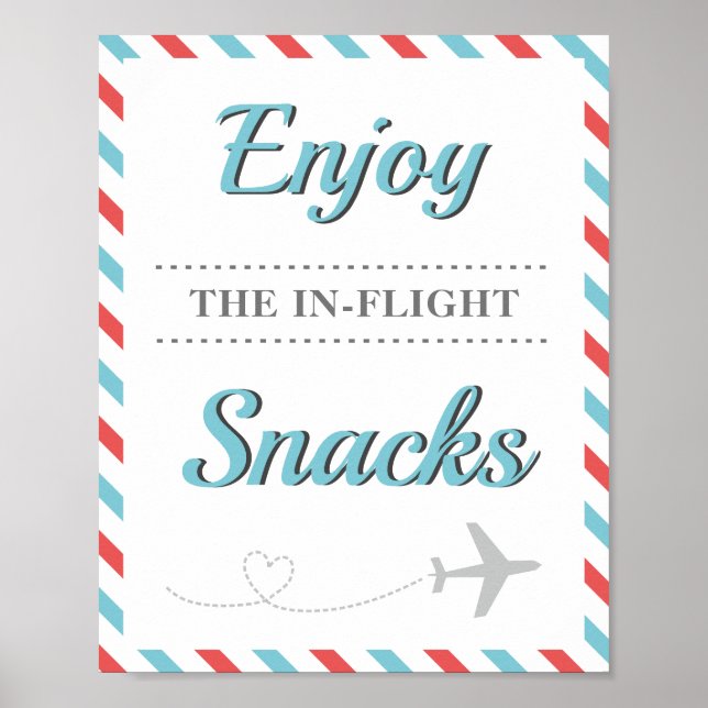 Snacks Food Bord Travel Airplane Party Poster (Framsidan)