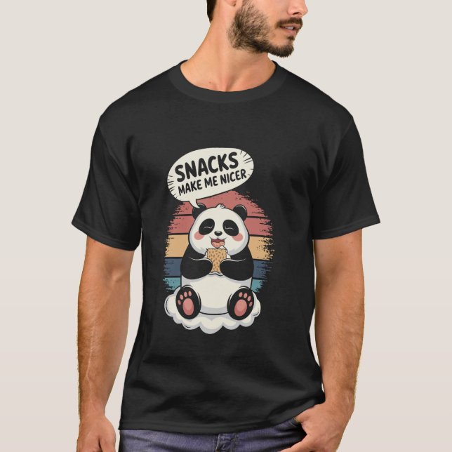 Snacks gör mig trevligare, Hungrig Panda Meme Roli T Shirt (Framsida)