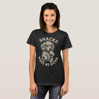 Snacks Make Me Nicer Labrador Puppy Funny Dog  T Shirt