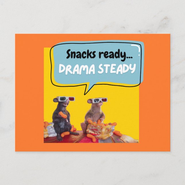Snacks-Redo, Drama Steady Vykort (Framsida)