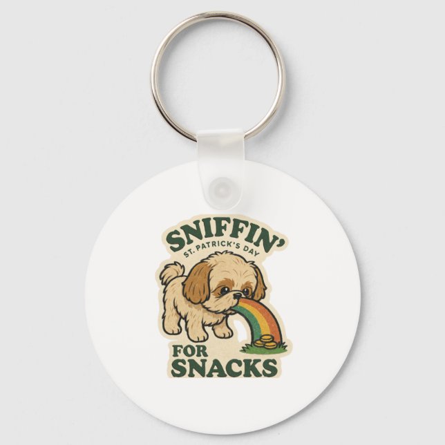 Snacks Sniffer Shih Tzu St.Patrick's Day Nyckelring (Framsida)