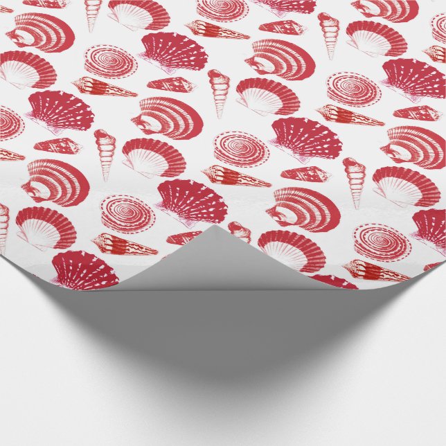 Snäckskal - cinnabar som är röd på en vitbakgrund presentpapper (Hörn)