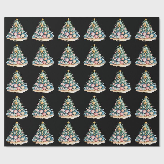 Snäckskal Julgran Hav Vatten Sjöstjärna  Presentpapper (Platt)