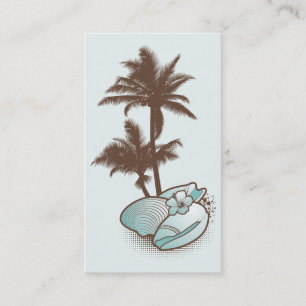 snäckskal och palmtree 1 blått visitkort
