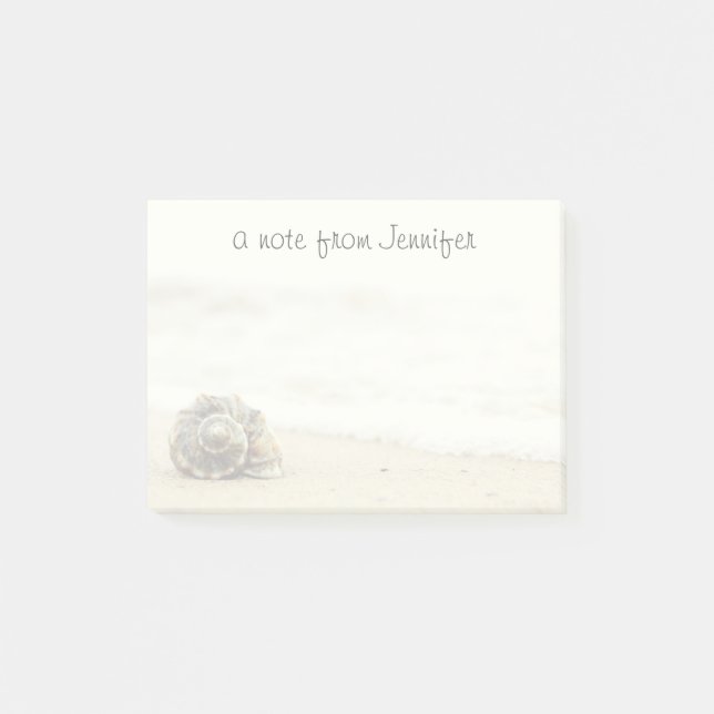 Snäckskal som är ensamt på strand post-it block (Framsida)