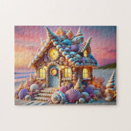 Snäckskal Stuga Whimsical Havsfrus Strandhus Pussel