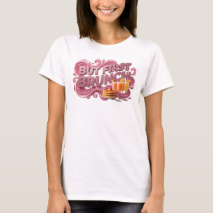Snadj RöD MEN FÖRST BRUNCH 3D Text Konst T Shirt