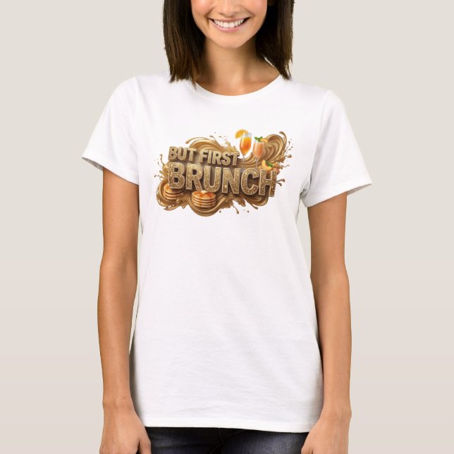 Snadjig Orange MEN FÖRST BRUNCH Textdesign T Shirt (Framsida)