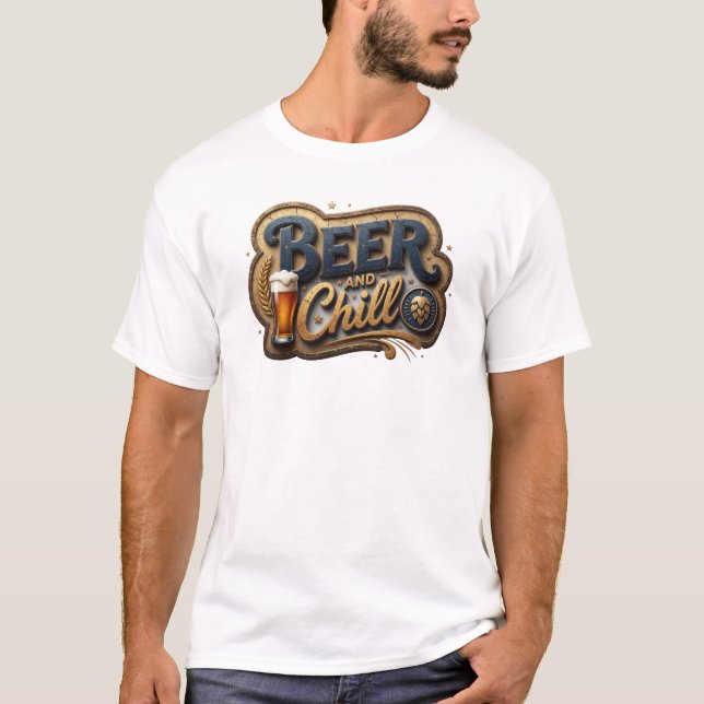 Snadjig Orange ÖL OCH CHILLA Tryck T Shirt (Framsida)