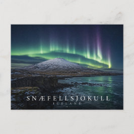 Snæfellsjökull glaciär vulkan Island Aurora Vykort