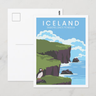 Snaefellsnes Island Travel Ställe Illustration Vykort