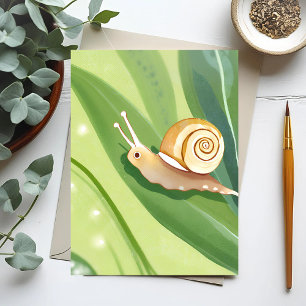 Snail Mail Akvarell Natur Vykort