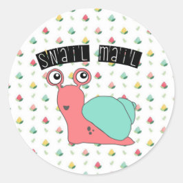 Snail Mail-klistermärke - blommig design Runt Klistermärke