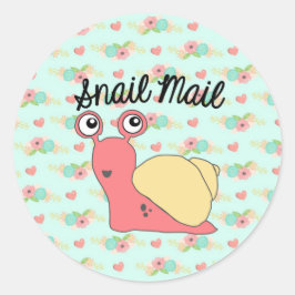Snail Mail-klistermärke - blommig design Runt Klistermärke