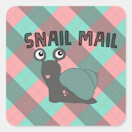 Snail Mail-klistermärke - rutigt mönster!! Fyrkantigt Klistermärke