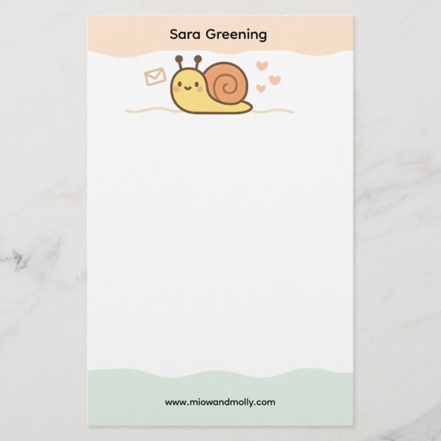 Snail Mail Social Club Cute Name Stationery Brevpapper (Framsida)