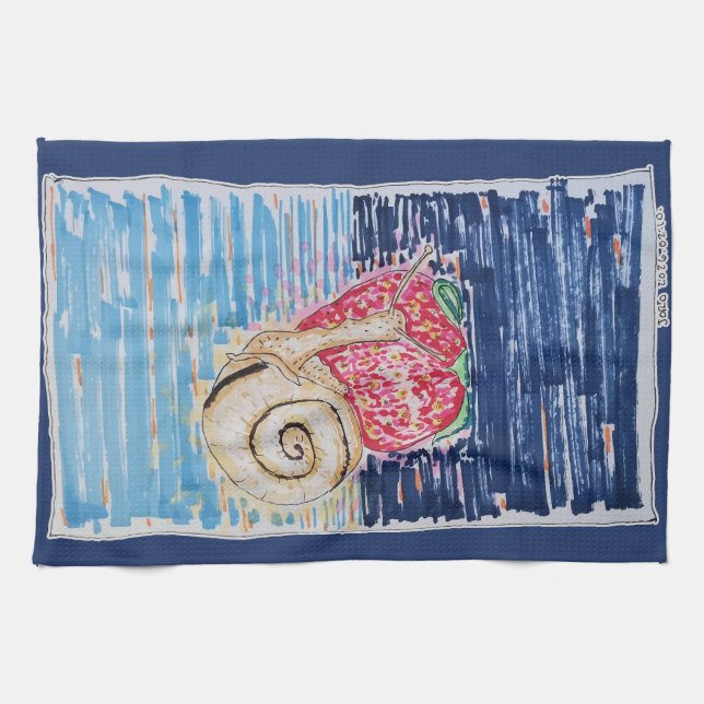 Snail on the Strawberry Kökshandduk (Horisontell)