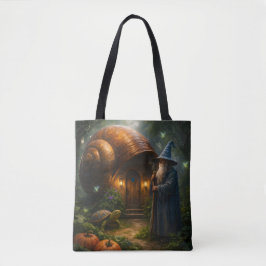Snail shell cottage enchanted Forest shoulder tote Tygkasse