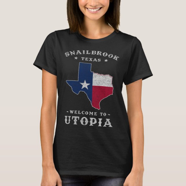 Snailbrook Texas City of Utopia längs Colorad T Shirt (Framsida)