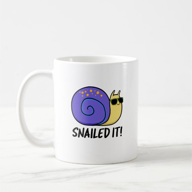 Snailed It-funny Snigel Pun Kaffemugg (Vänster)