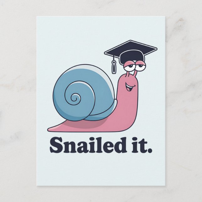 Snailed It Rolig Snigel Examen Hatt Examinerad Vykort (Framsida)
