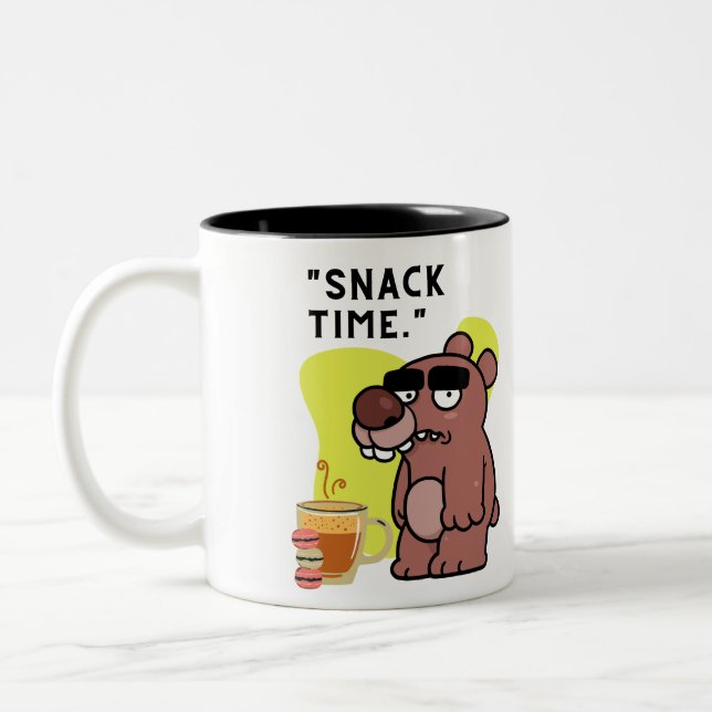 SNAK TIME!- ANIMAL-FUNNY- COFFEE-COOKIES Två-Tonad MUGG (Vänster)