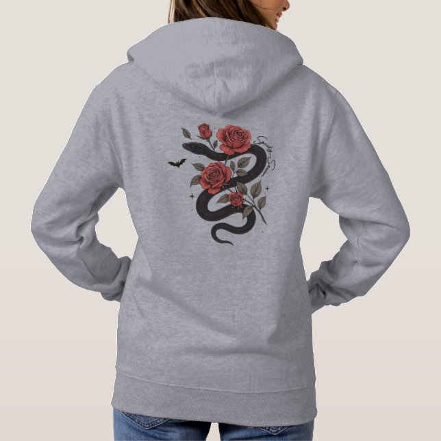 Snake and Ro Hoodie - Gothic Blommigt Design T Shirt (Baksida)