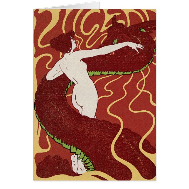 Snake and Woman - Art nouveau Hälsningskort (Framsidan)