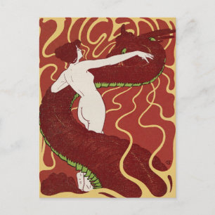 Snake and Woman by Christiansen Vykort