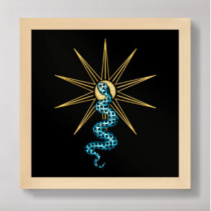 Snake Andlig wall art Stars guld blue black Poster