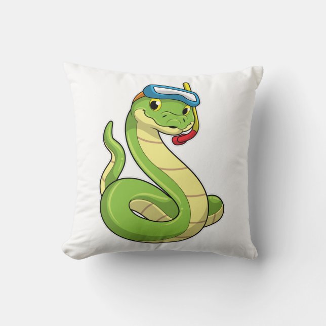 Snake as Diver med Snorkel Kudde (Framsida)