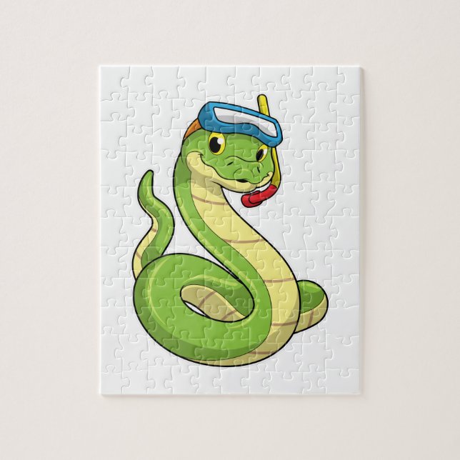 Snake as Diver med Snorkel Pussel (Vertikal)