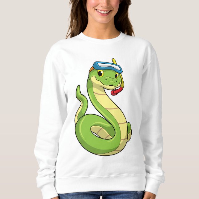 Snake as Diver med Snorkel T Shirt (Framsida)