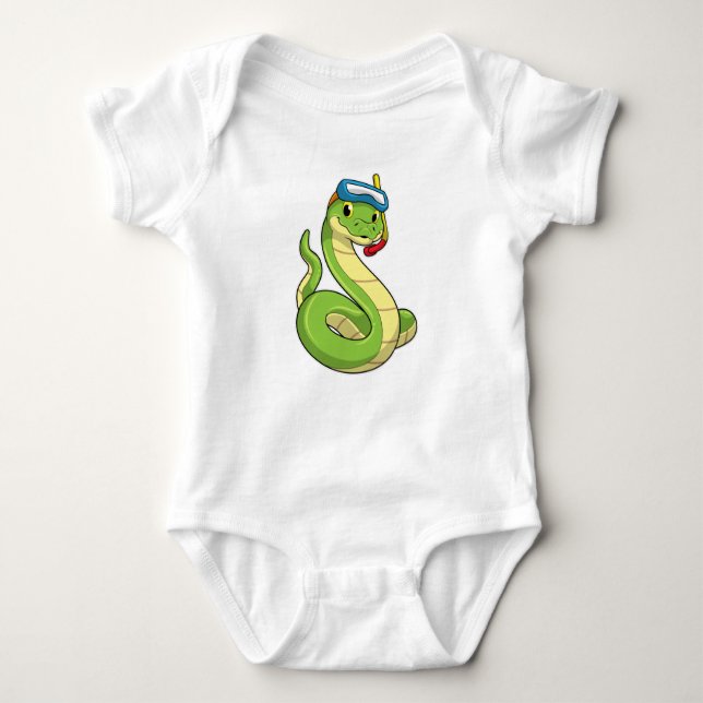 Snake as Diver med Snorkel T Shirt (Framsida)