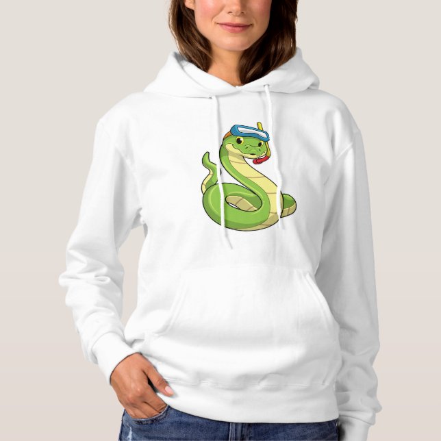 Snake as Diver med Snorkel T Shirt (Framsida)