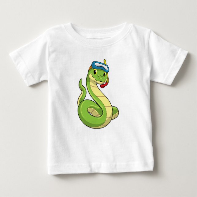 Snake as Diver med Snorkel T Shirt (Framsida)