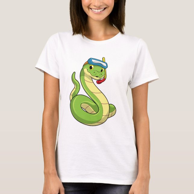 Snake as Diver med Snorkel T Shirt (Framsida)