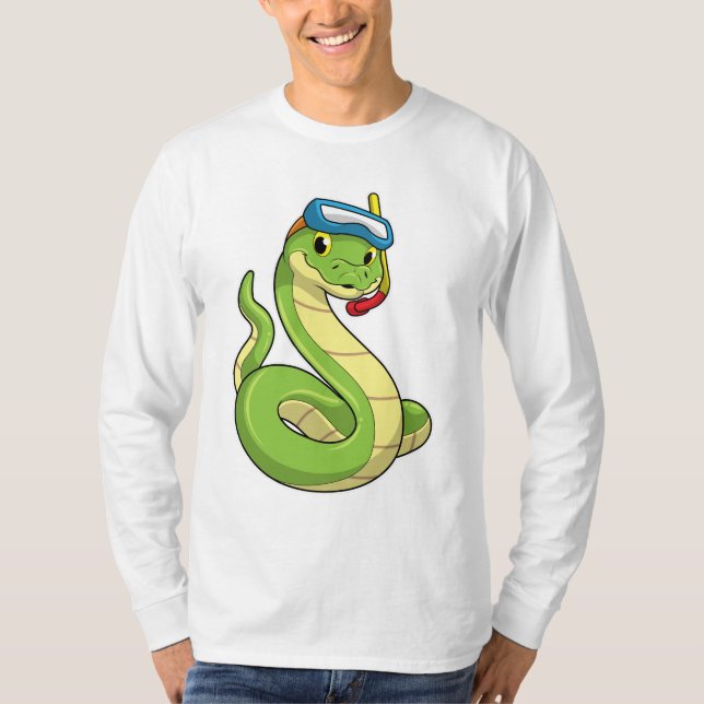 Snake as Diver med Snorkel T Shirt (Framsida)