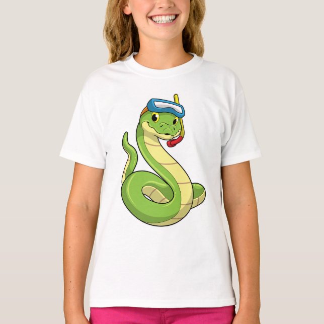 Snake as Diver med Snorkel T Shirt (Framsida)