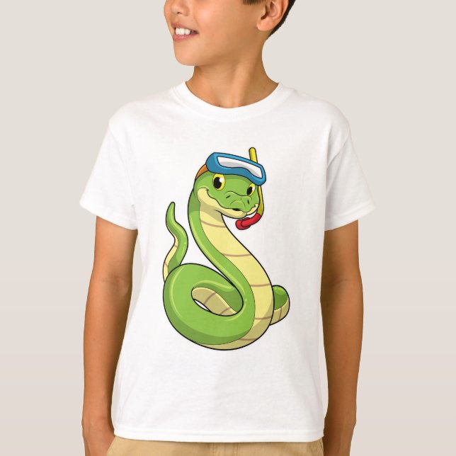 Snake as Diver med Snorkel T Shirt (Framsida)